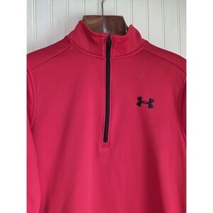 Under Armour Pullover Mens Small Red ColdGear 1/4 Zip Fleece Athletic Top